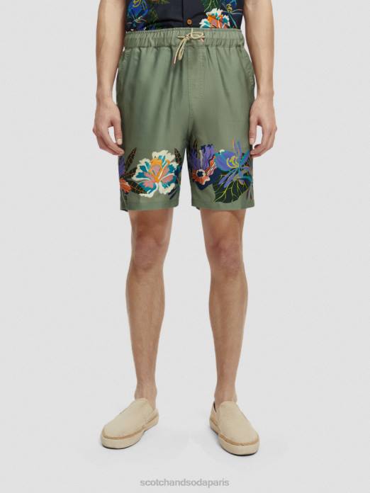 Scotch & Soda Hommes short imprimé élastiqué tennis vert vêtements 4HB4597