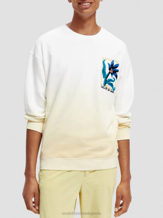 Scotch & Soda Hommes sweat ample à motif floral biologique blanc vêtements 4HB4503