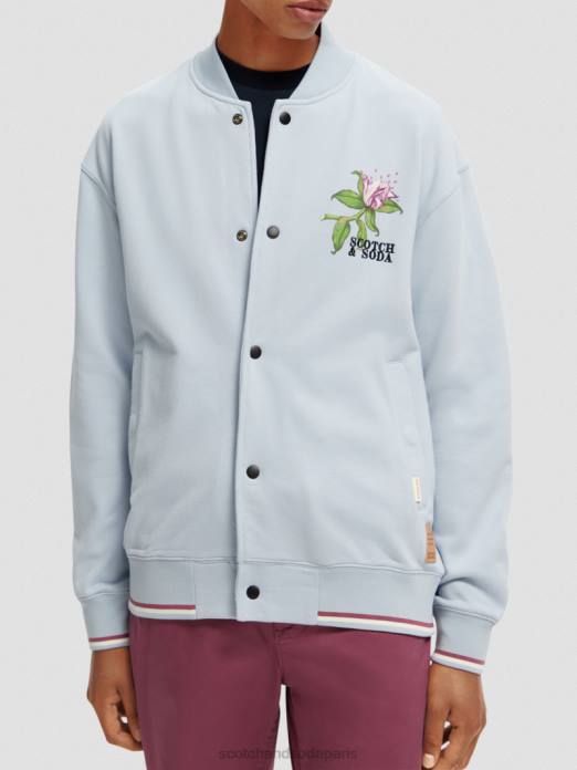 Scotch & Soda Hommes sweat bomber à motif felpa gris clair vêtements 4HB4518