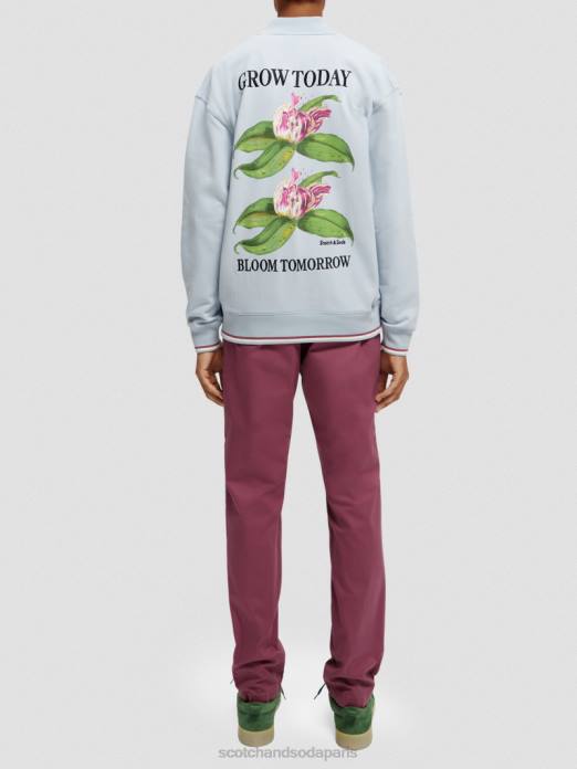 Scotch & Soda Hommes sweat bomber à motif felpa gris clair vêtements 4HB4518