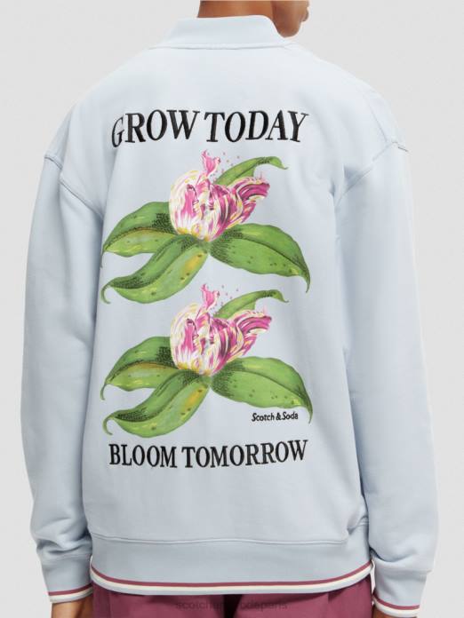 Scotch & Soda Hommes sweat bomber à motif felpa gris clair vêtements 4HB4518