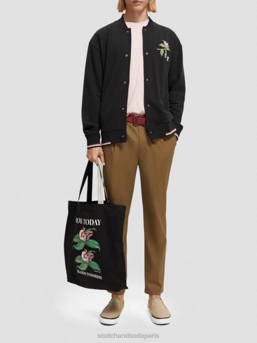 Scotch & Soda Hommes sweat bomber à motif felpa noir vêtements 4HB4519