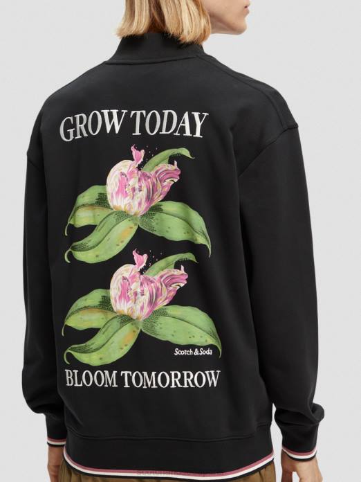 Scotch & Soda Hommes sweat bomber à motif felpa noir vêtements 4HB4519