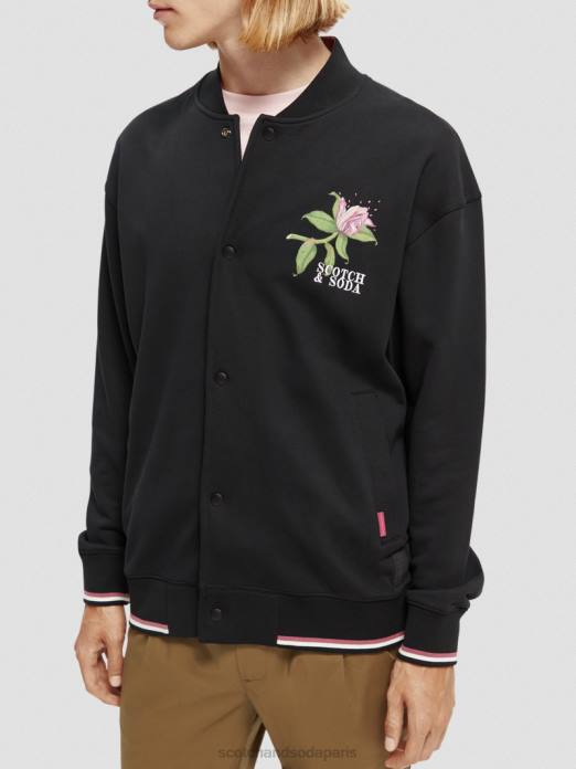 Scotch & Soda Hommes sweat bomber à motif felpa noir vêtements 4HB4519
