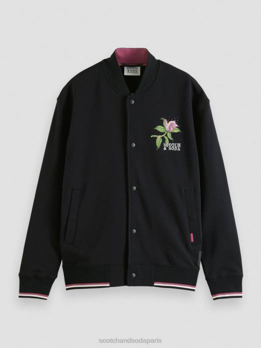 Scotch & Soda Hommes sweat bomber à motif felpa noir vêtements 4HB4519
