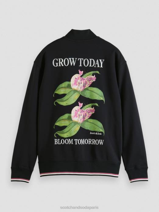 Scotch & Soda Hommes sweat bomber à motif felpa noir vêtements 4HB4519