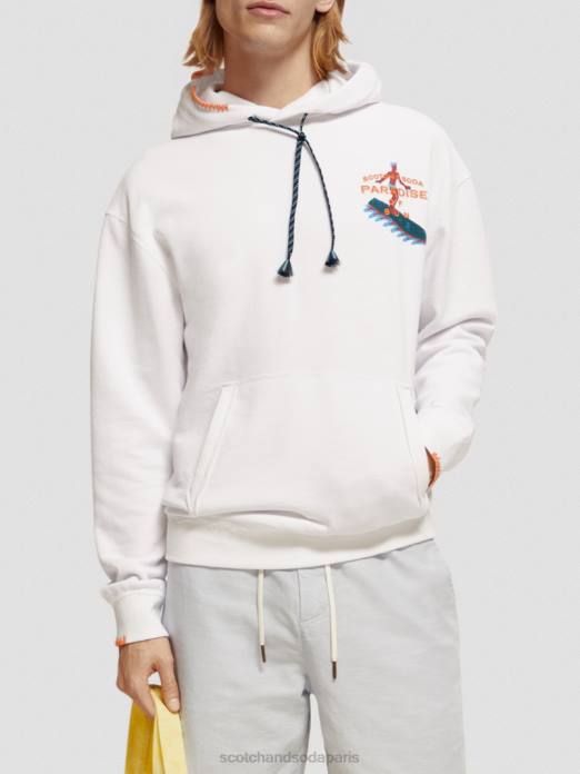 Scotch & Soda Hommes sweat à capuche coupe décontractée blanc vêtements 4HB4547