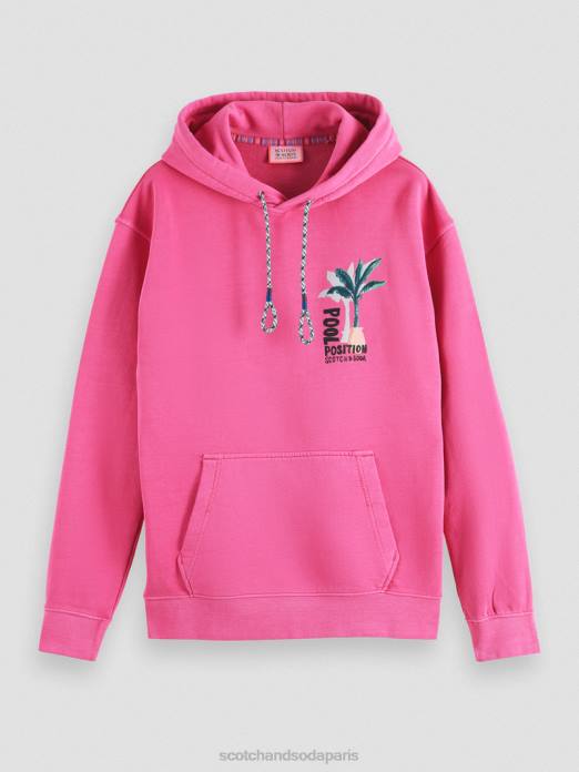 Scotch & Soda Hommes sweat à capuche à motif imprimé teint en pièce cerise vêtements 4HB4528