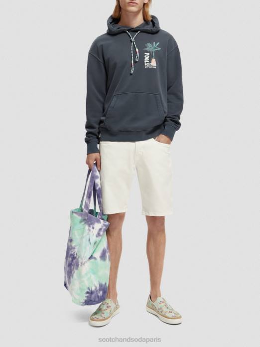 Scotch & Soda Hommes sweat à capuche à motif imprimé teint en pièce marine vêtements 4HB4529