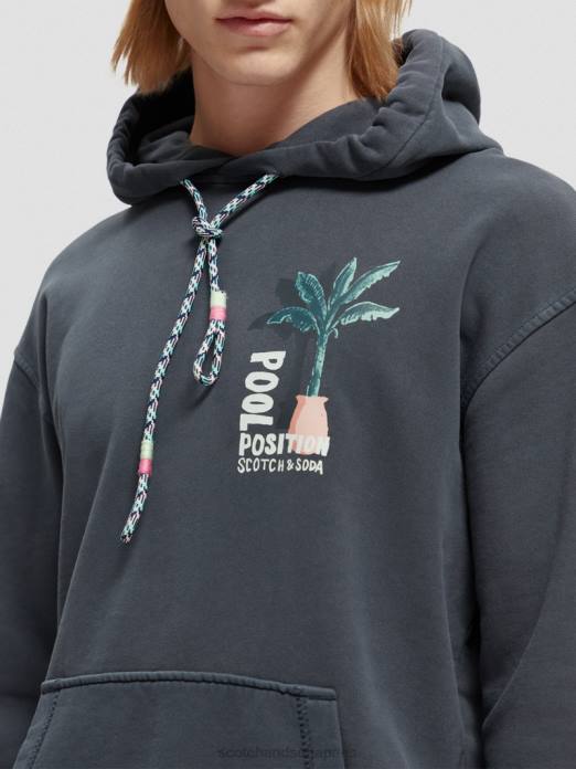 Scotch & Soda Hommes sweat à capuche à motif imprimé teint en pièce marine vêtements 4HB4529