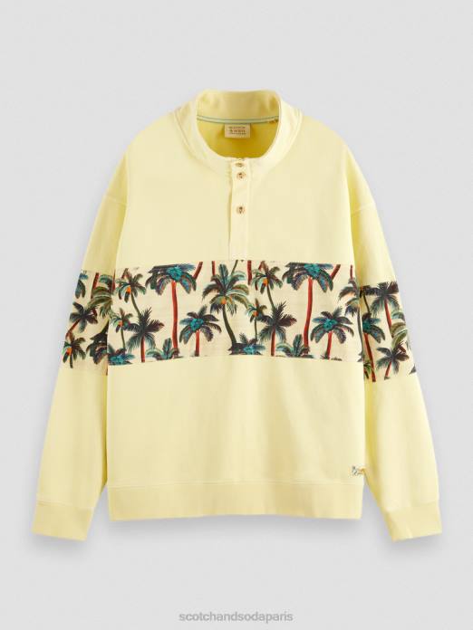 Scotch & Soda Hommes sweat col montant teint en pièce (tailles étendues) banane vêtements 4HB4554