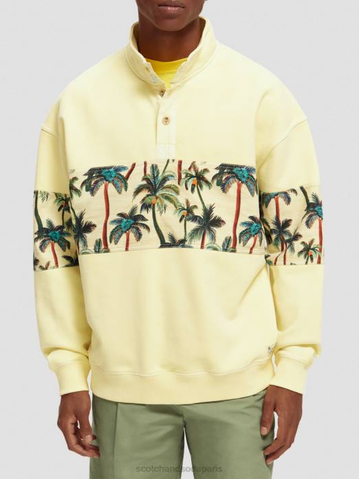 Scotch & Soda Hommes sweat-shirt à col montant teint en pièce banane vêtements 4HB4534