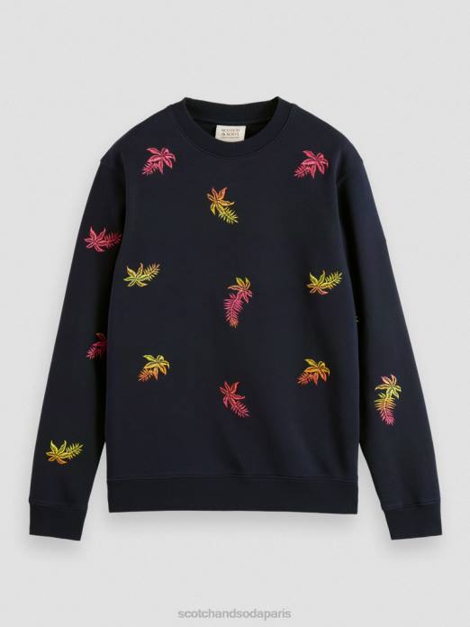 Scotch & Soda Hommes sweat-shirt à col rond brodé marine vêtements 4HB4521