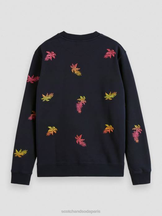 Scotch & Soda Hommes sweat-shirt à col rond brodé marine vêtements 4HB4521