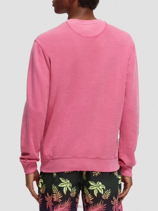Scotch & Soda Hommes sweat-shirt à col rond teint en pièce cerise vêtements 4HB4536