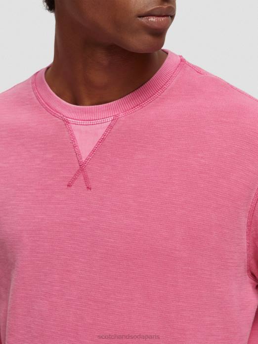 Scotch & Soda Hommes sweat-shirt à col rond teint en pièce cerise vêtements 4HB4536