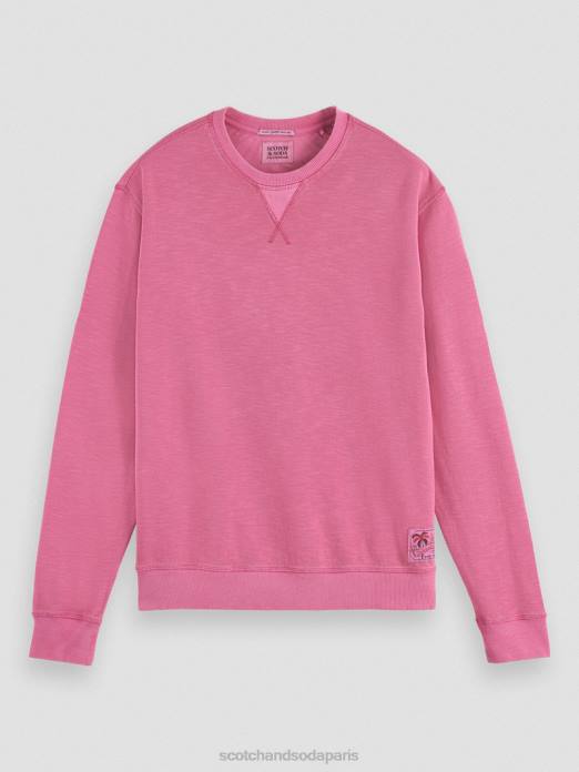 Scotch & Soda Hommes sweat-shirt à col rond teint en pièce cerise vêtements 4HB4536