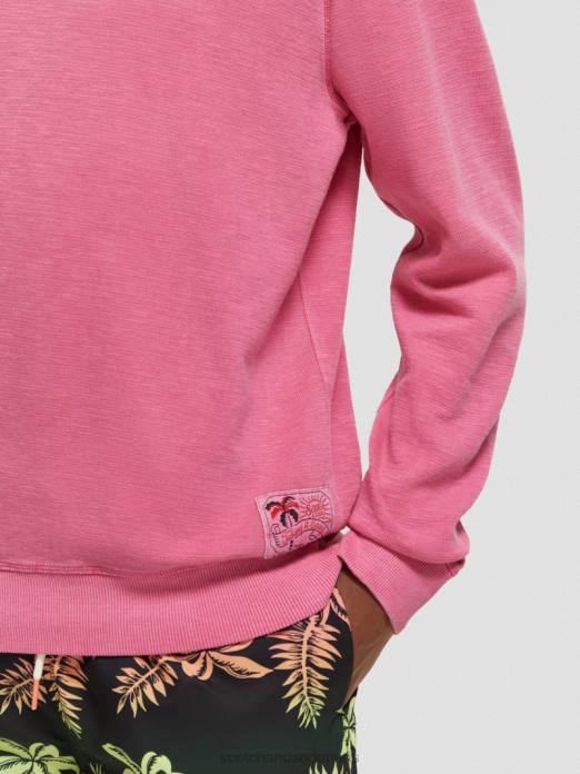 Scotch & Soda Hommes sweat-shirt à col rond teint en pièce cerise vêtements 4HB4536