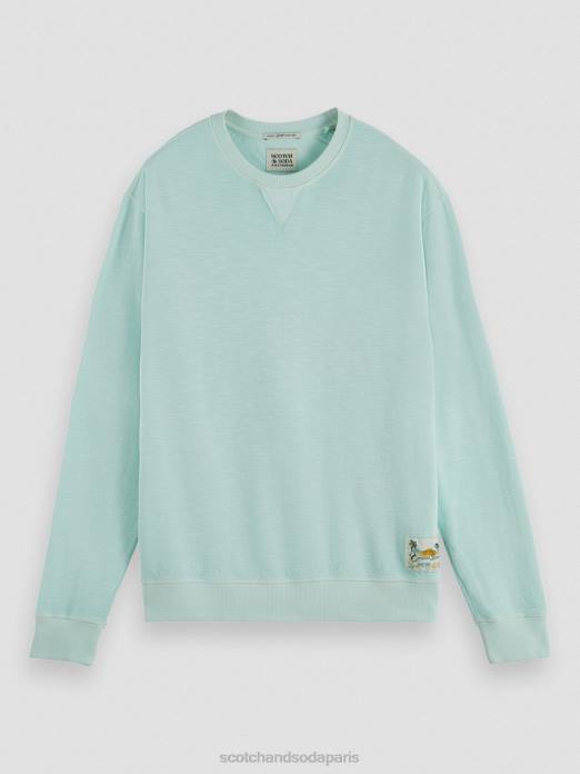Scotch & Soda Hommes sweat-shirt à col rond teint en pièce menthe vêtements 4HB4537