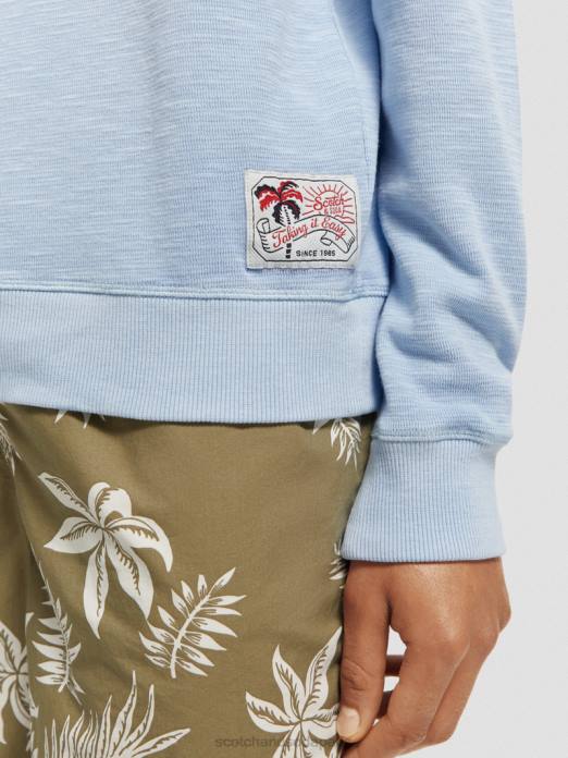 Scotch & Soda Hommes sweat-shirt à col rond teint en pièce mer bleue vêtements 4HB4538