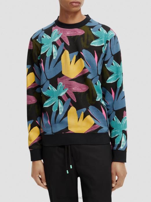 Scotch & Soda Hommes sweat-shirt imprimé à col rond en coton biologique combiner un vêtements 4HB4523