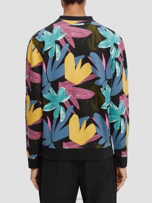 Scotch & Soda Hommes sweat-shirt imprimé à col rond en coton biologique combiner un vêtements 4HB4523