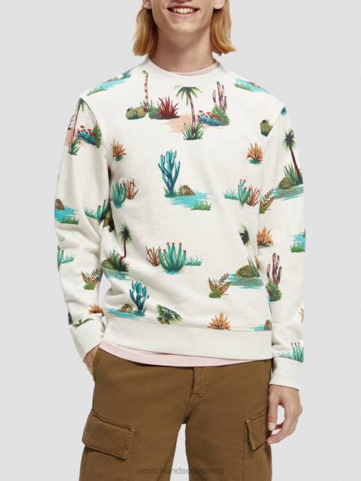 Scotch & Soda Hommes sweat-shirt imprimé à col rond en coton biologique combo d vêtements 4HB4522