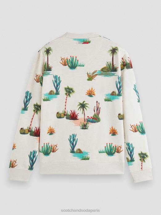 Scotch & Soda Hommes sweat-shirt imprimé à col rond en coton biologique combo d vêtements 4HB4522