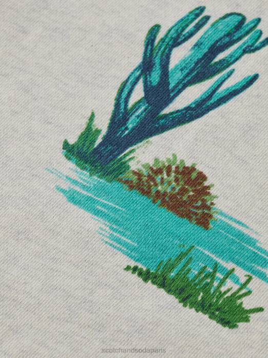 Scotch & Soda Hommes sweat-shirt imprimé à col rond en coton biologique combo d vêtements 4HB4522