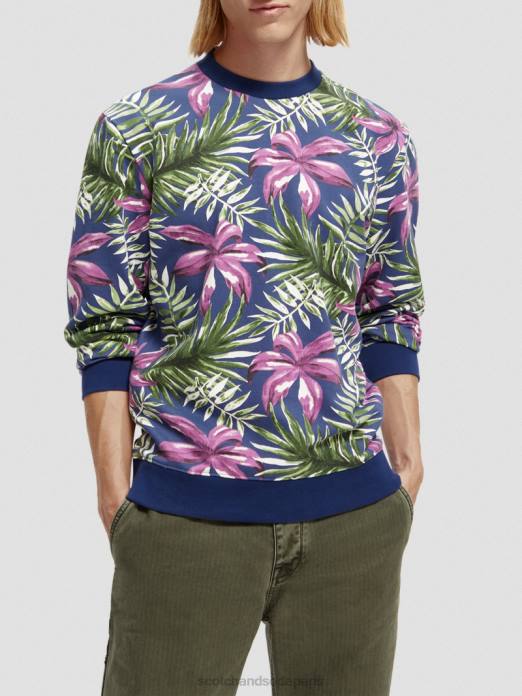 Scotch & Soda Hommes sweat-shirt imprimé à col rond en coton biologique combo e vêtements 4HB4524