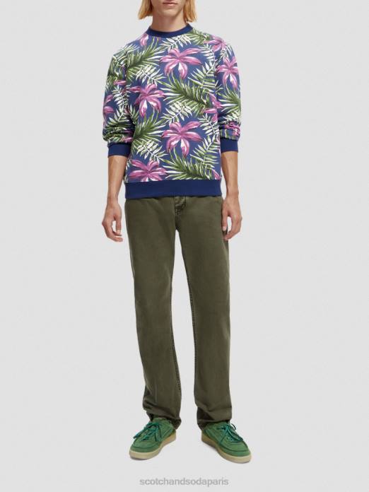 Scotch & Soda Hommes sweat-shirt imprimé à col rond en coton biologique combo e vêtements 4HB4524