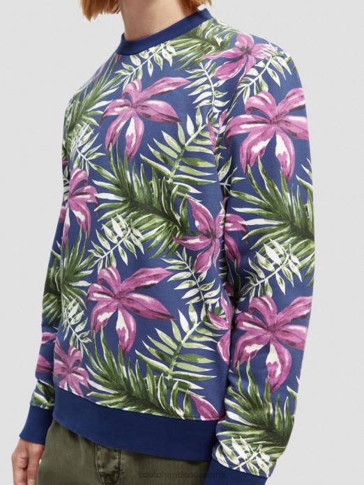 Scotch & Soda Hommes sweat-shirt imprimé à col rond en coton biologique combo e vêtements 4HB4524