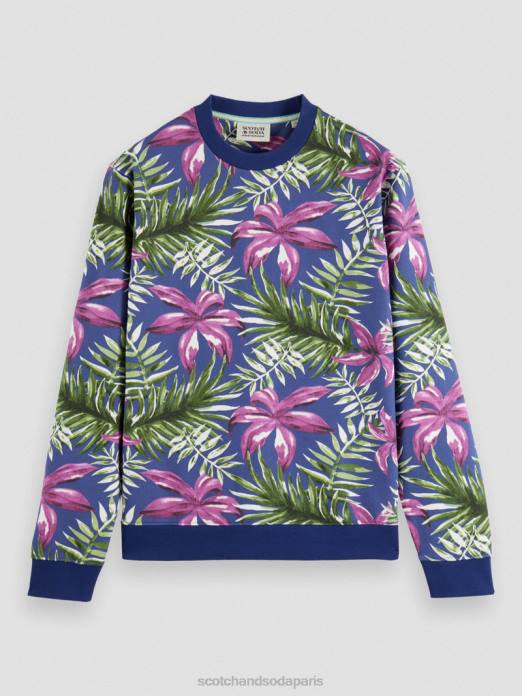 Scotch & Soda Hommes sweat-shirt imprimé à col rond en coton biologique combo e vêtements 4HB4524