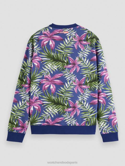 Scotch & Soda Hommes sweat-shirt imprimé à col rond en coton biologique combo e vêtements 4HB4524