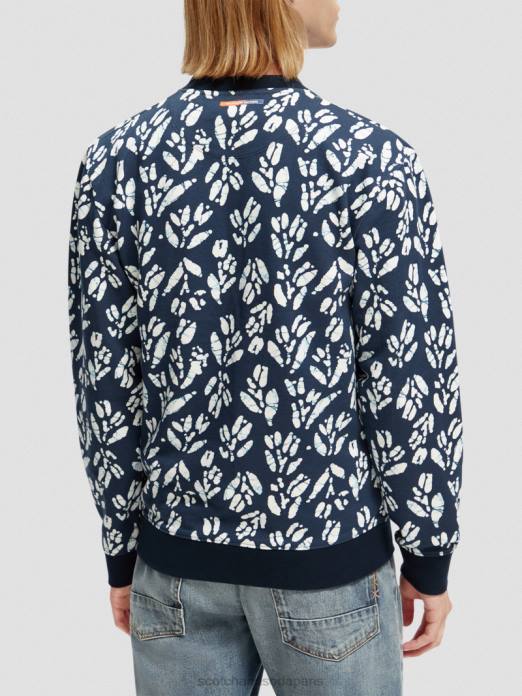 Scotch & Soda Hommes sweat-shirt imprimé à col rond en coton biologique combo f vêtements 4HB4525