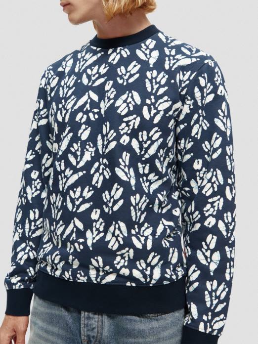 Scotch & Soda Hommes sweat-shirt imprimé à col rond en coton biologique combo f vêtements 4HB4525