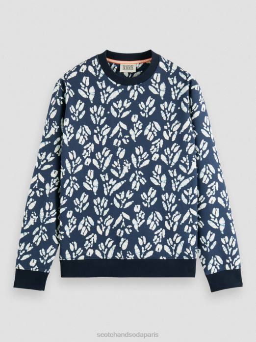 Scotch & Soda Hommes sweat-shirt imprimé à col rond en coton biologique combo f vêtements 4HB4525