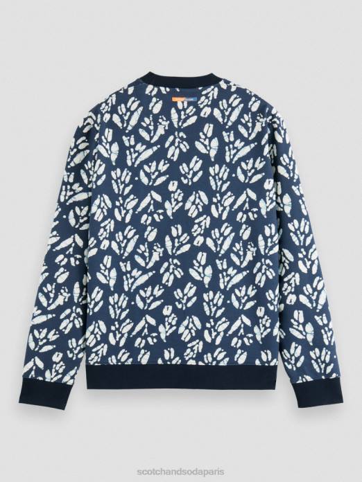 Scotch & Soda Hommes sweat-shirt imprimé à col rond en coton biologique combo f vêtements 4HB4525