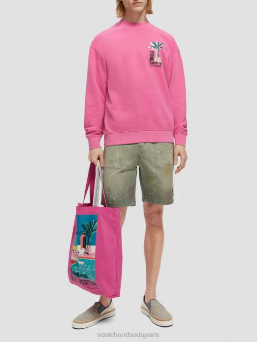 Scotch & Soda Hommes sweat-shirt à motif imprimé teint en pièce cerise vêtements 4HB4531