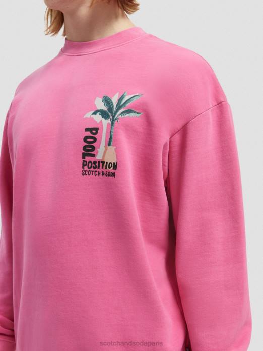 Scotch & Soda Hommes sweat-shirt à motif imprimé teint en pièce cerise vêtements 4HB4531