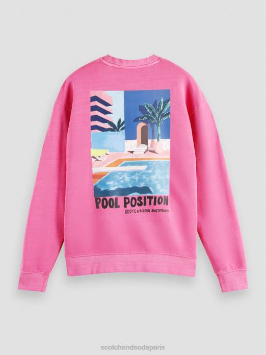 Scotch & Soda Hommes sweat-shirt à motif imprimé teint en pièce cerise vêtements 4HB4531