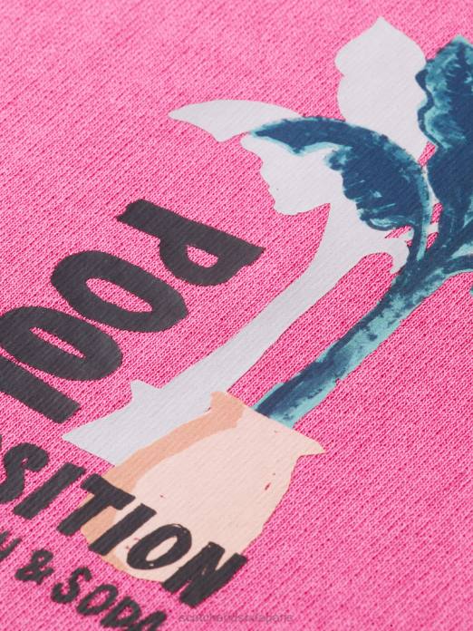 Scotch & Soda Hommes sweat-shirt à motif imprimé teint en pièce cerise vêtements 4HB4531