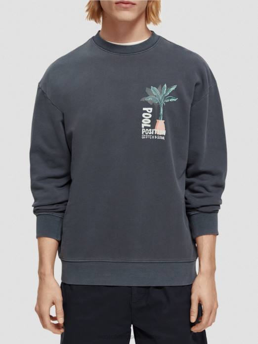 Scotch & Soda Hommes sweat-shirt à motif imprimé teint en pièce marine vêtements 4HB4533