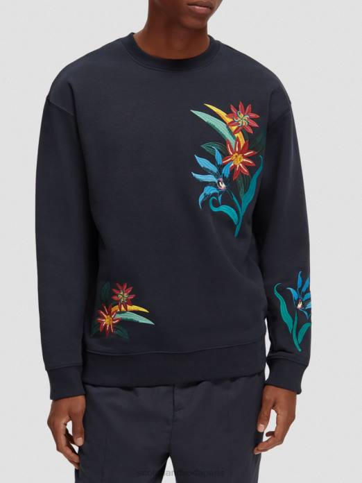 Scotch & Soda Hommes sweat-shirt ras du cou brodé coupe décontractée nuit vêtements 4HB4507