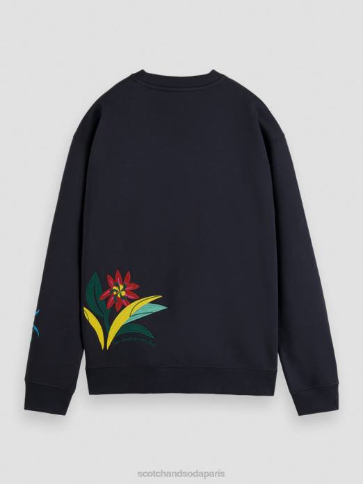 Scotch & Soda Hommes sweat-shirt ras du cou brodé coupe décontractée nuit vêtements 4HB4507