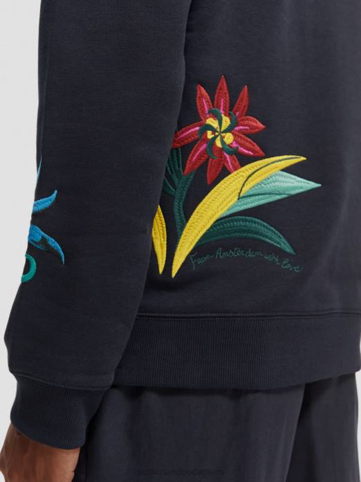 Scotch & Soda Hommes sweat-shirt ras du cou brodé coupe décontractée nuit vêtements 4HB4507