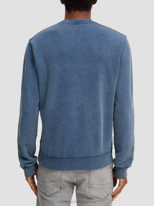Scotch & Soda Hommes sweat-shirt ras du cou graphique teint en pièce coupe classique Marin vêtements 4HB4539