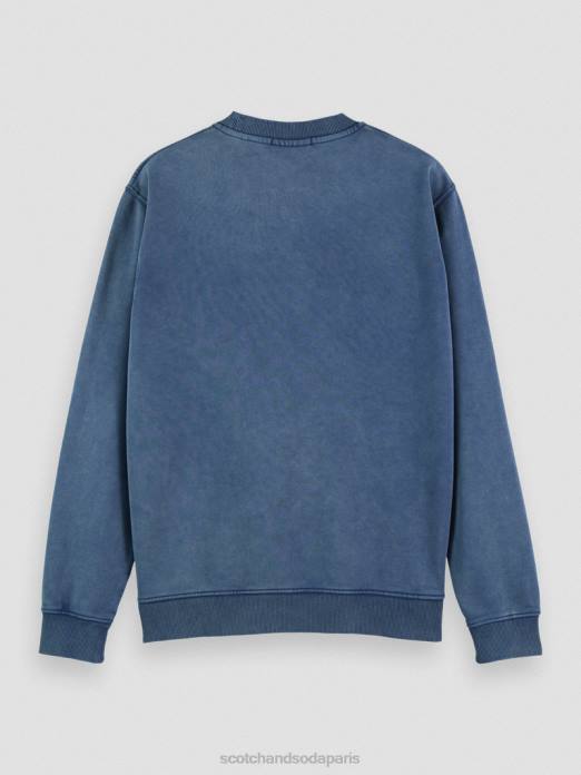 Scotch & Soda Hommes sweat-shirt ras du cou graphique teint en pièce coupe classique Marin vêtements 4HB4539