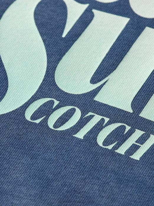 Scotch & Soda Hommes sweat-shirt ras du cou graphique teint en pièce coupe classique Marin vêtements 4HB4539