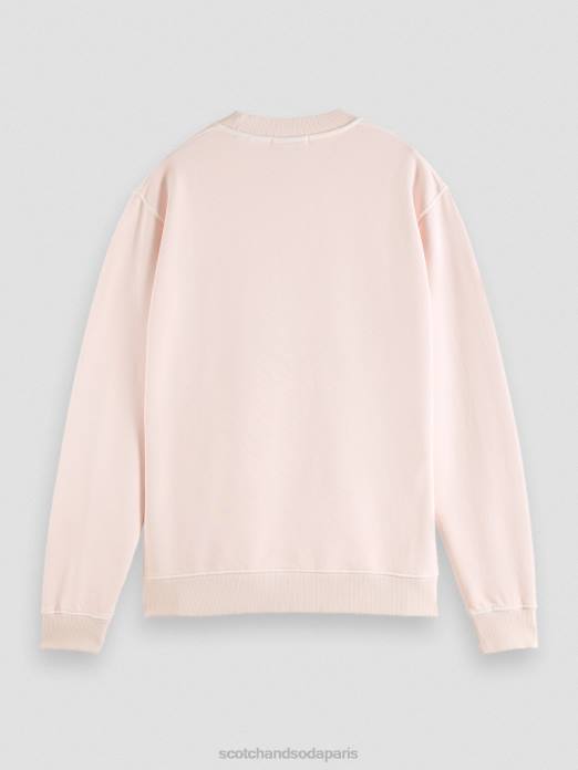 Scotch & Soda Hommes sweat-shirt ras du cou graphique teint en pièce coupe classique rose vêtements 4HB4541